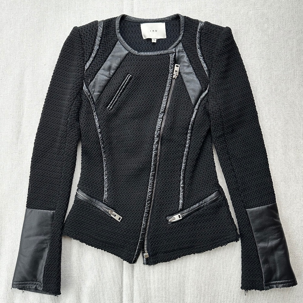 IRO x women crochet and leather x black jacket